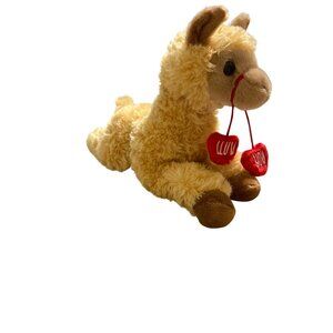 Aurora LLuv You Plush Llama Red Heart Dangles Sitting Valentines 15" Across